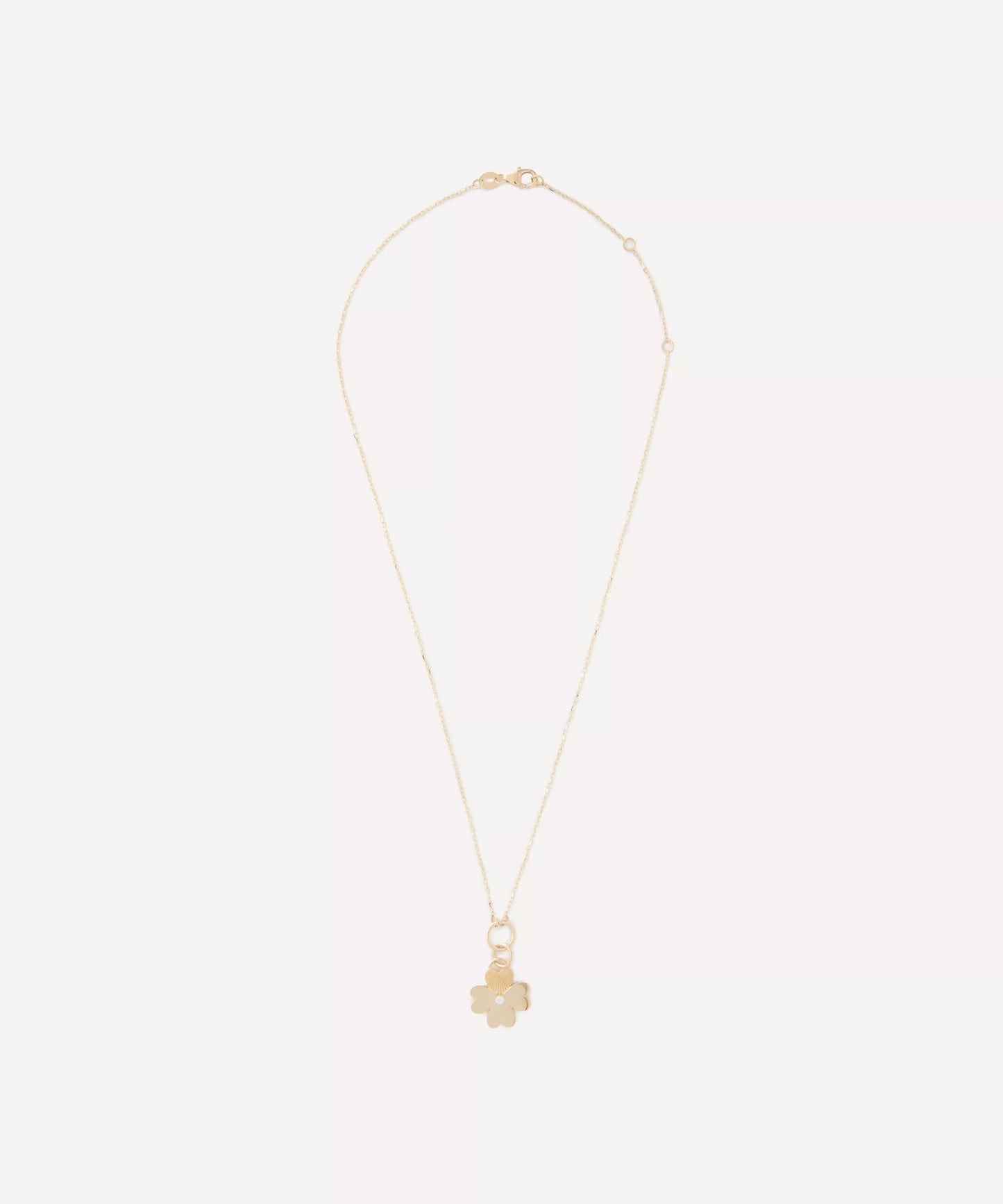 FoundRae 18ct Gold Four Heart Clover Engravable Miniature Pendant Necklace