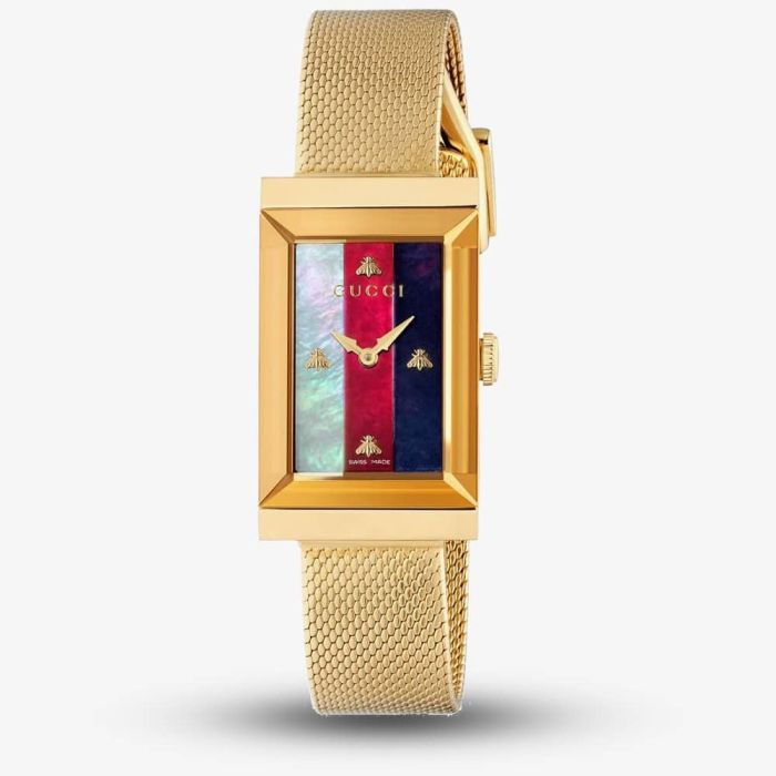 Ladies G-Frame Multi-Coloured Mother of Pearl Dial Mesh Bracelet Watch