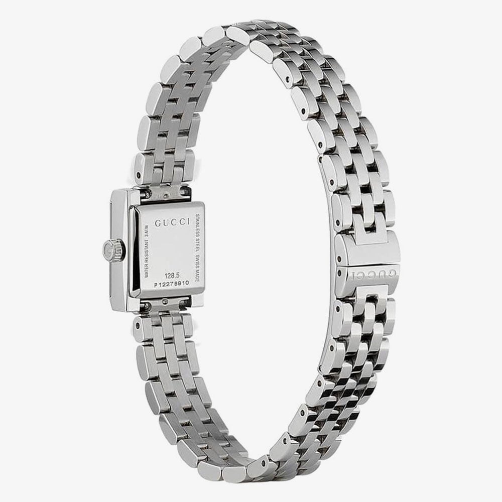 Ladies G-Frame Square Black Diamond Set Dial Stainless Steel Bracelet Watch