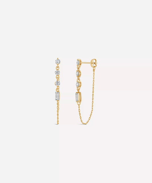 Dinny Hall 9ct Gold Created Diamond Chain Drop Earrings