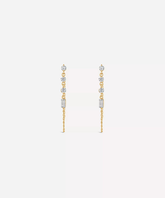 Dinny Hall 9ct Gold Created Diamond Chain Drop Earrings