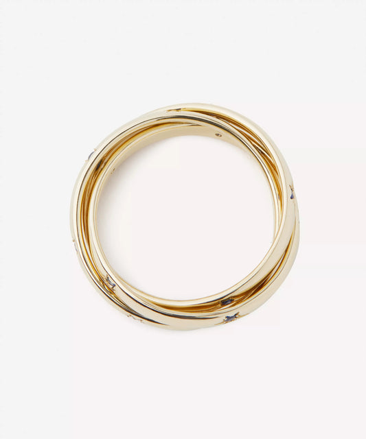 Liberty 9ct Gold Ianthe Star Trilogy Blue Sapphire Ring