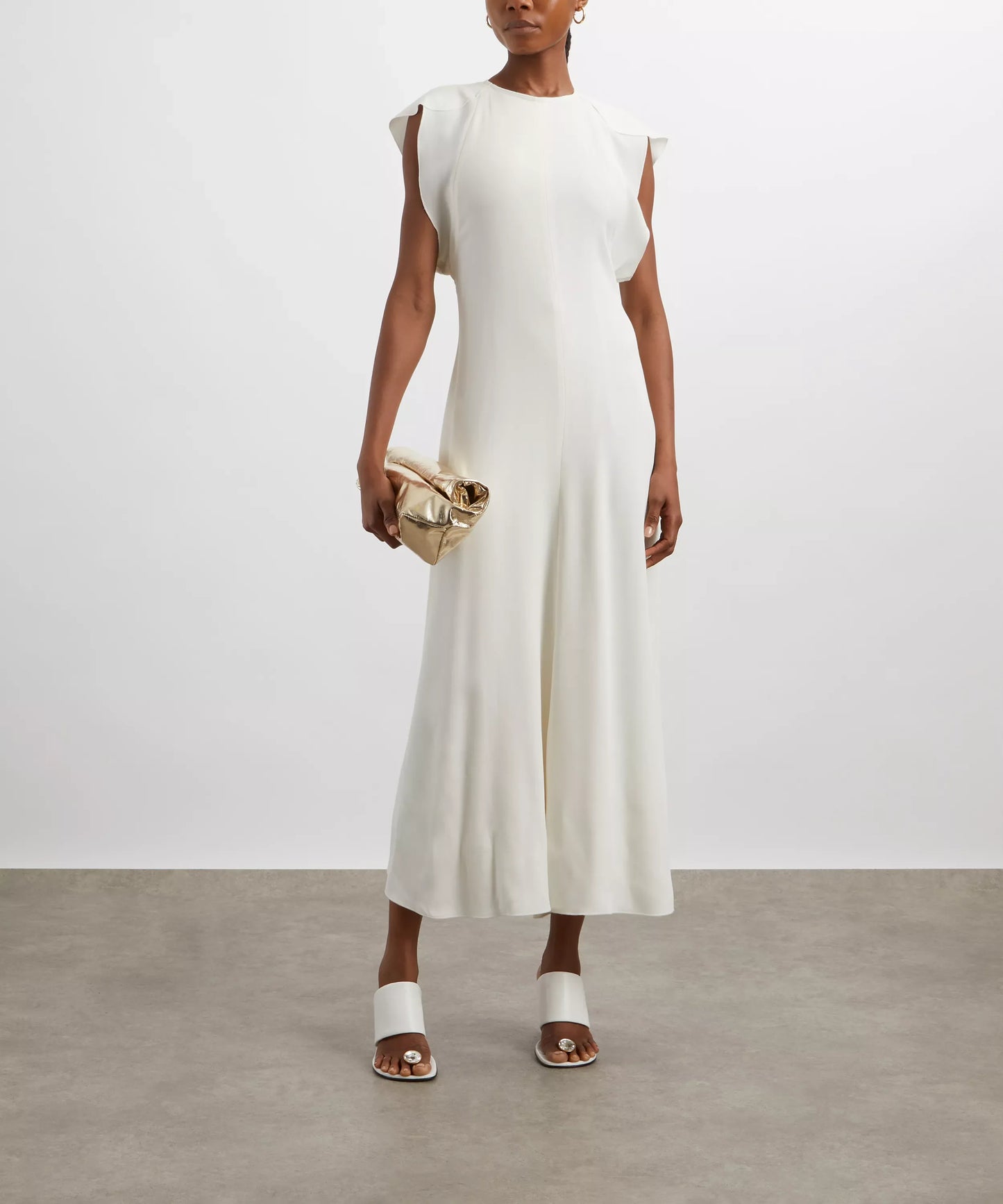 Victoria Beckham Folded Cap Midi Sleeve Dress