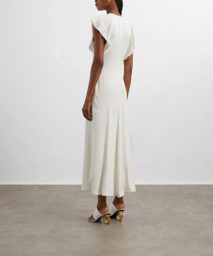 Victoria Beckham Folded Cap Midi Sleeve Dress