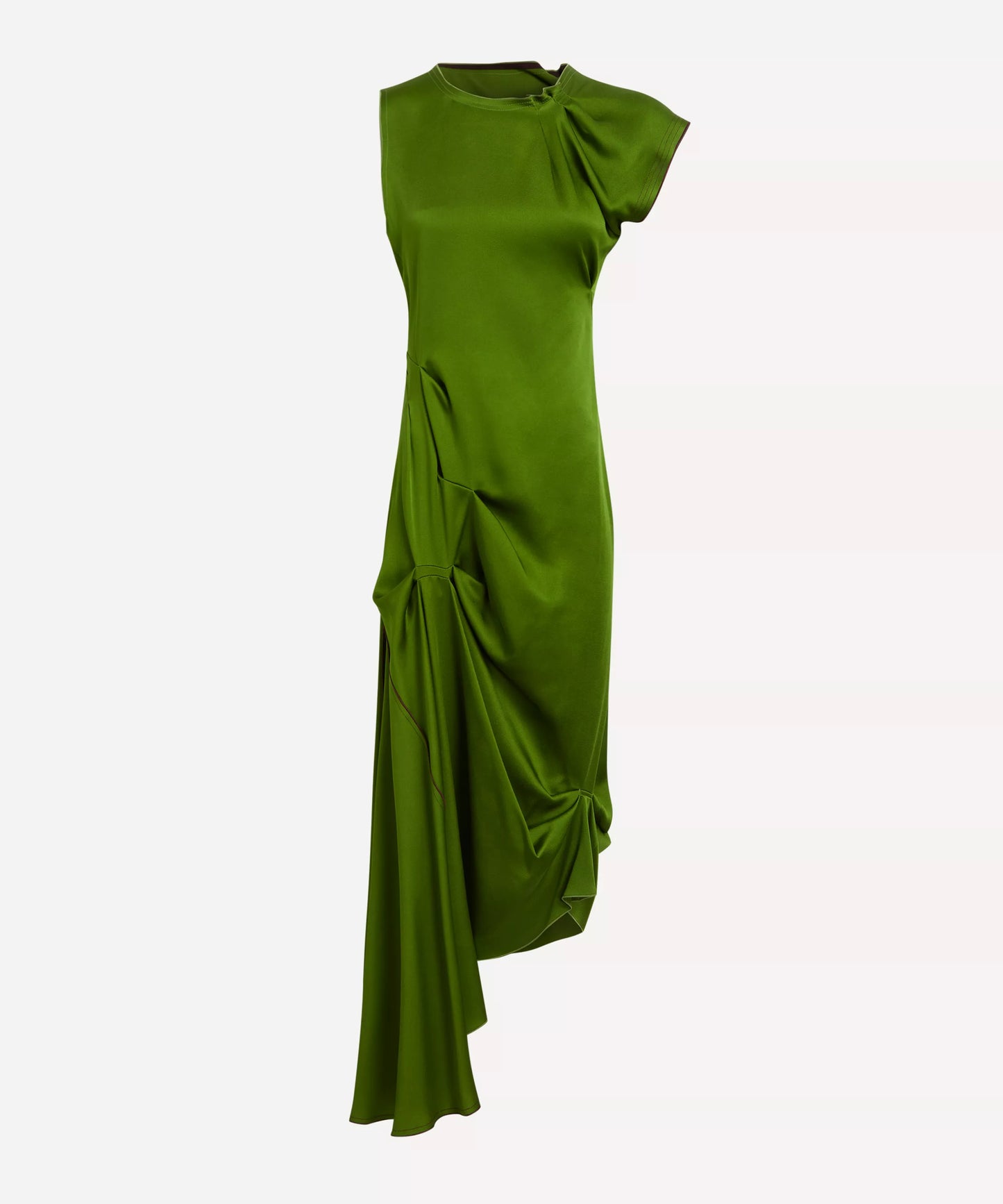 Victoria Beckham Algae Draped Tuck Detail Midi Dress