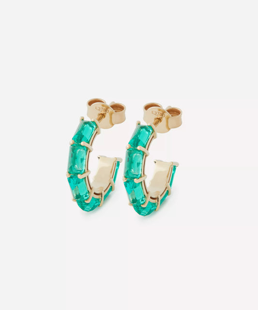 Liberty 9ct Gold Waterfall Emerald Hoop Earrings