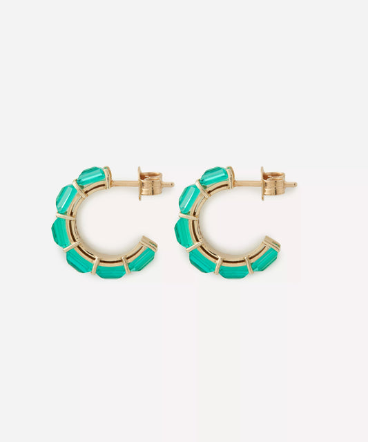 Liberty 9ct Gold Waterfall Emerald Hoop Earrings