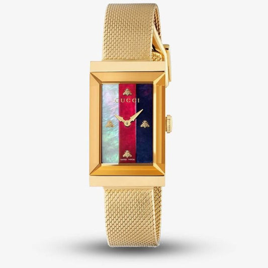 Ladies G-Frame Multi-Coloured Mother of Pearl Dial Mesh Bracelet Watch
